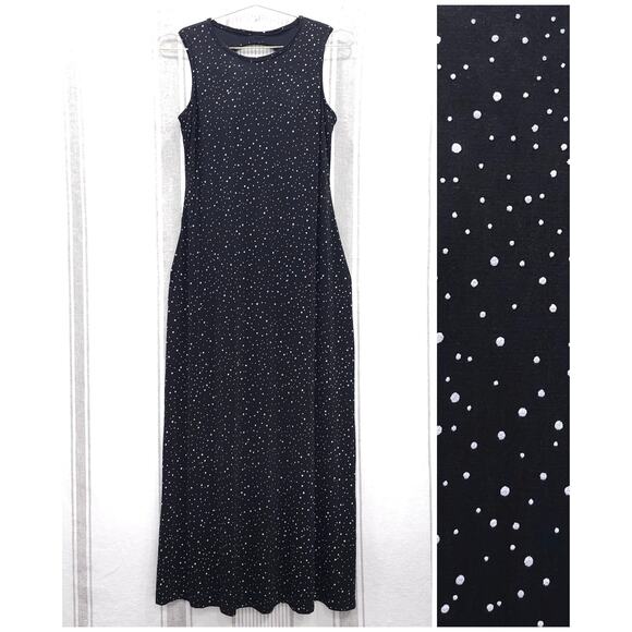 Ronni Nicole Dresses & Skirts - VINTAGE Y2K / 90s Maxi Dress Witchy Polka Dot Comfortable Stretchy Sz M- L